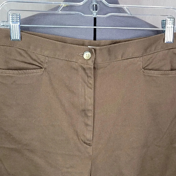 JONES SPORT SATEEN L-POCKET Stretch Brown Capri Pants Size 8 - Picture 2 of 6
